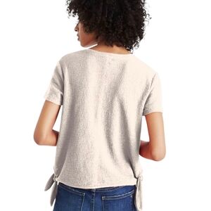MADEWELL Side Tie Cream Boxy Textured Short Sleeve Top Shirt Women's‎ Sz M